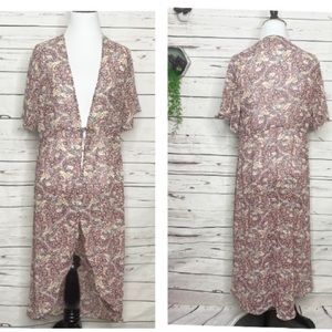 Liberty Love Sheer Granny Floral Kimono Duster Cardigan Top Size Medium Festival